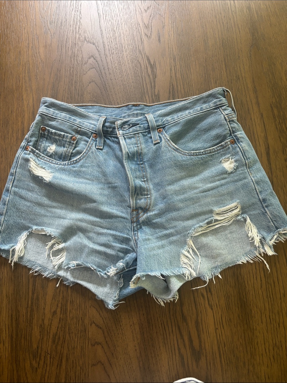 Levi's Light Blue Distressed Cutoff Denim Shorts